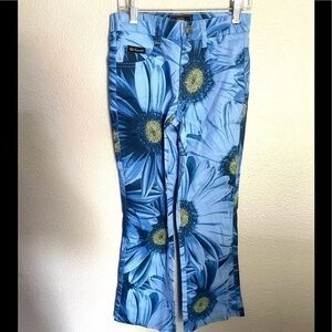 ROUTE 66 VTG blue sunflower print wide leg jeans size 7